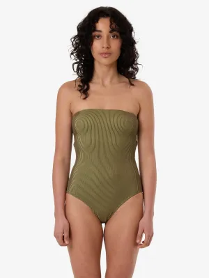 Alba Rib Strapless One Piece - Pickle Green