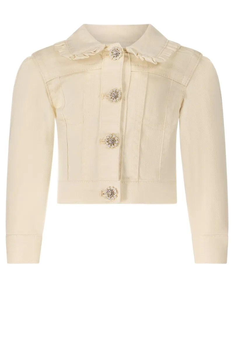 ALIDA ruffled collar jacket Ivory
