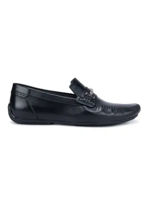 Black Moccasins With Metal Buckle
