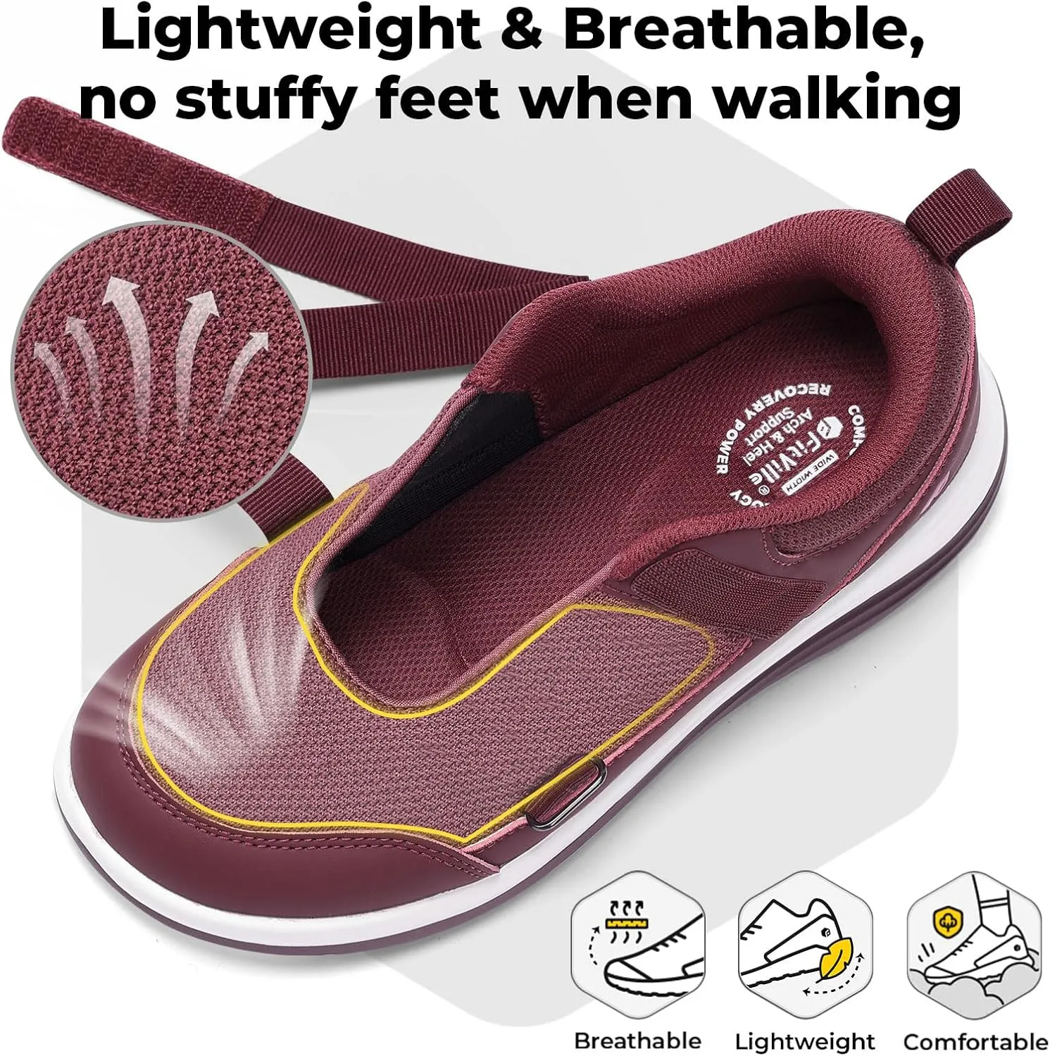 FitVille Extra Wide Shoes for Women Comfortable Adjustable Strap for Swollen Feet Diabetic Sandals for Women Wide Width Neuropathy Foot Pain Relief