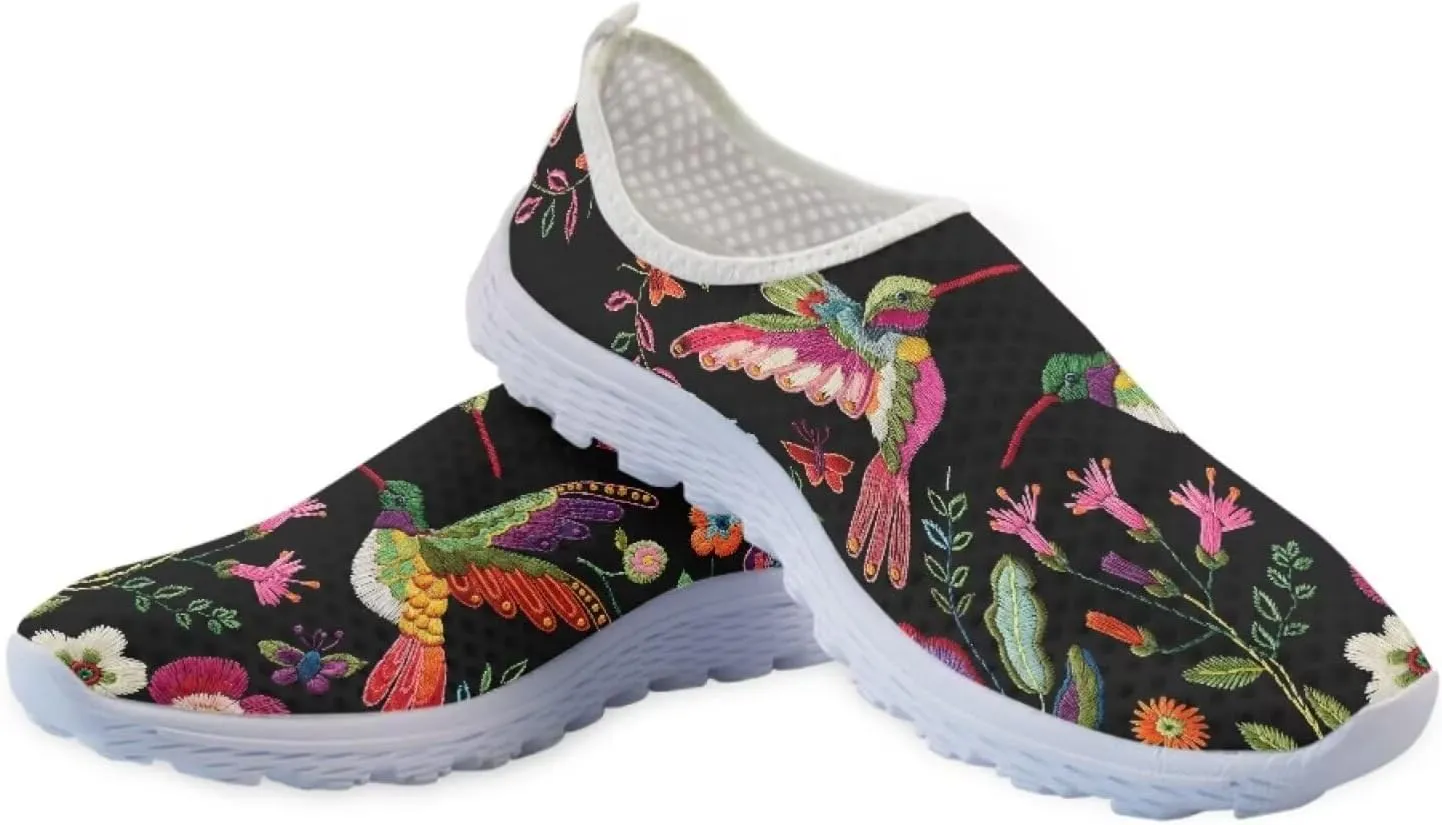 Forchrinse Floral Corgi Print Womens Mens Slip on Shoes Soft Mesh Walking Sneakers Sport Causal Travel Shoes Breathable