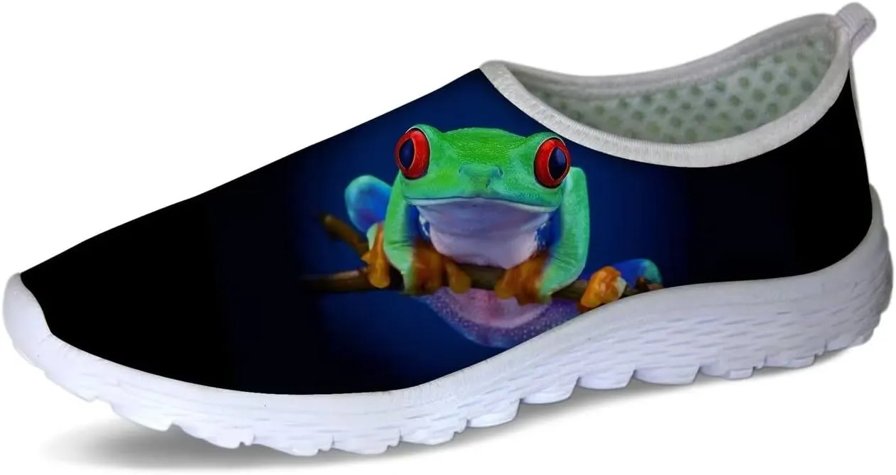 Forchrinse Floral Corgi Print Womens Mens Slip on Shoes Soft Mesh Walking Sneakers Sport Causal Travel Shoes Breathable