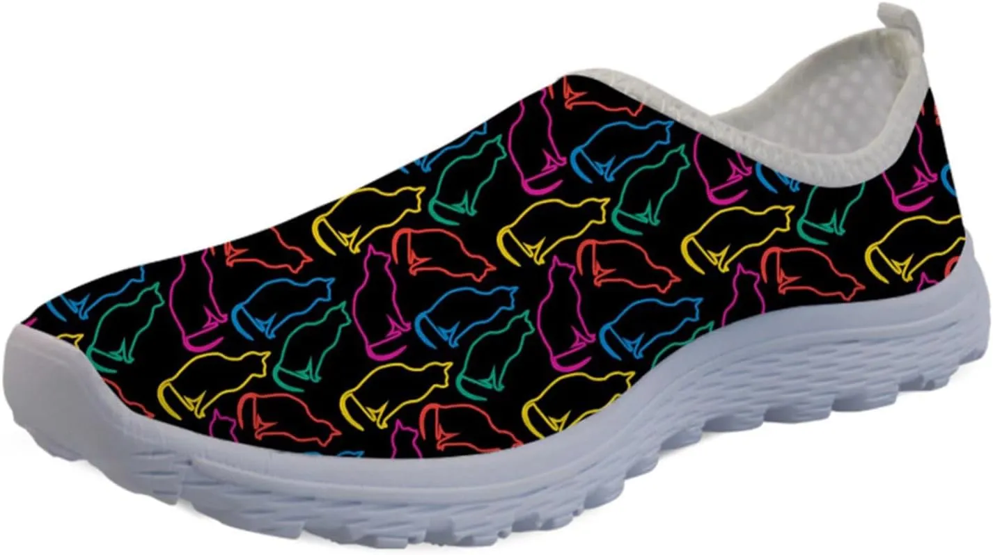 Forchrinse Floral Corgi Print Womens Mens Slip on Shoes Soft Mesh Walking Sneakers Sport Causal Travel Shoes Breathable