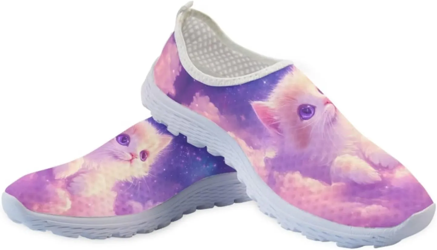 Forchrinse Floral Corgi Print Womens Mens Slip on Shoes Soft Mesh Walking Sneakers Sport Causal Travel Shoes Breathable