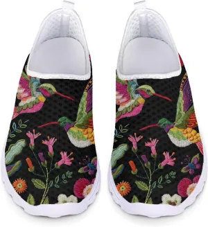 Forchrinse Floral Corgi Print Womens Mens Slip on Shoes Soft Mesh Walking Sneakers Sport Causal Travel Shoes Breathable