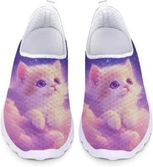 Forchrinse Floral Corgi Print Womens Mens Slip on Shoes Soft Mesh Walking Sneakers Sport Causal Travel Shoes Breathable
