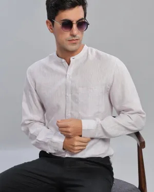 Grey Lilac Striped Linen Shirt