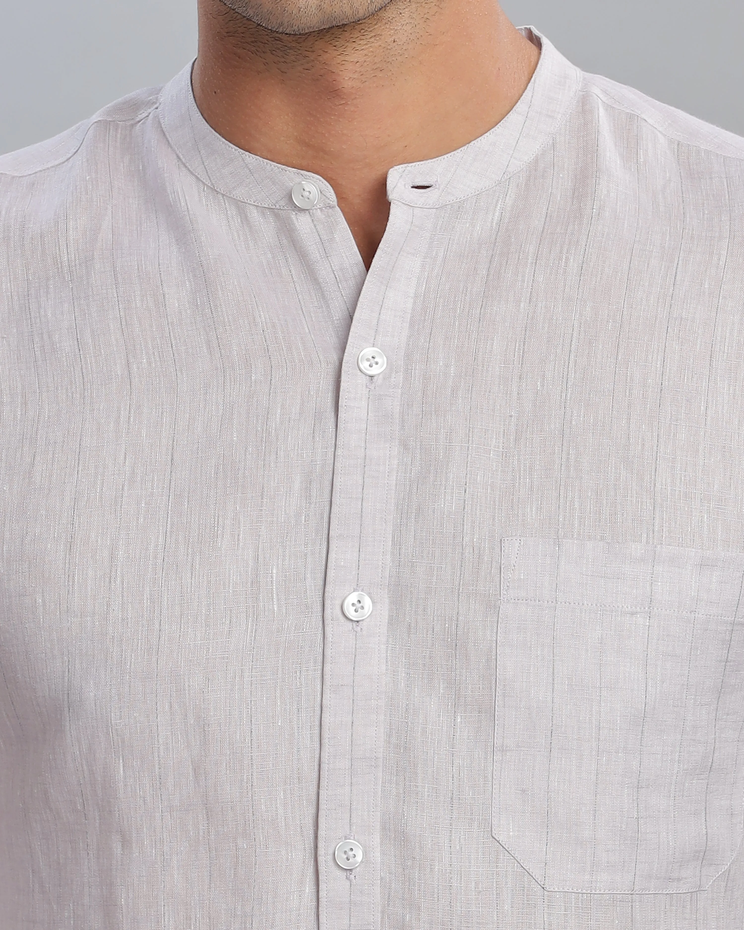 Grey Lilac Striped Linen Shirt