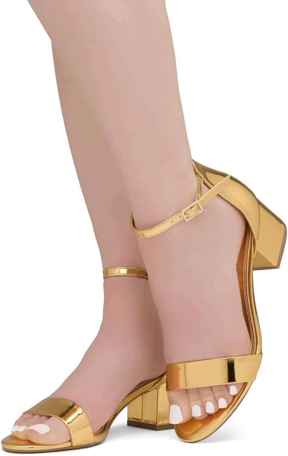 Herstyle Womens Low Heels  Open Toe Chunky Block Heeled Sandals with Ankle Strap | Comfortable Dressy Short Heels for Prom, Wedding, Party & Office