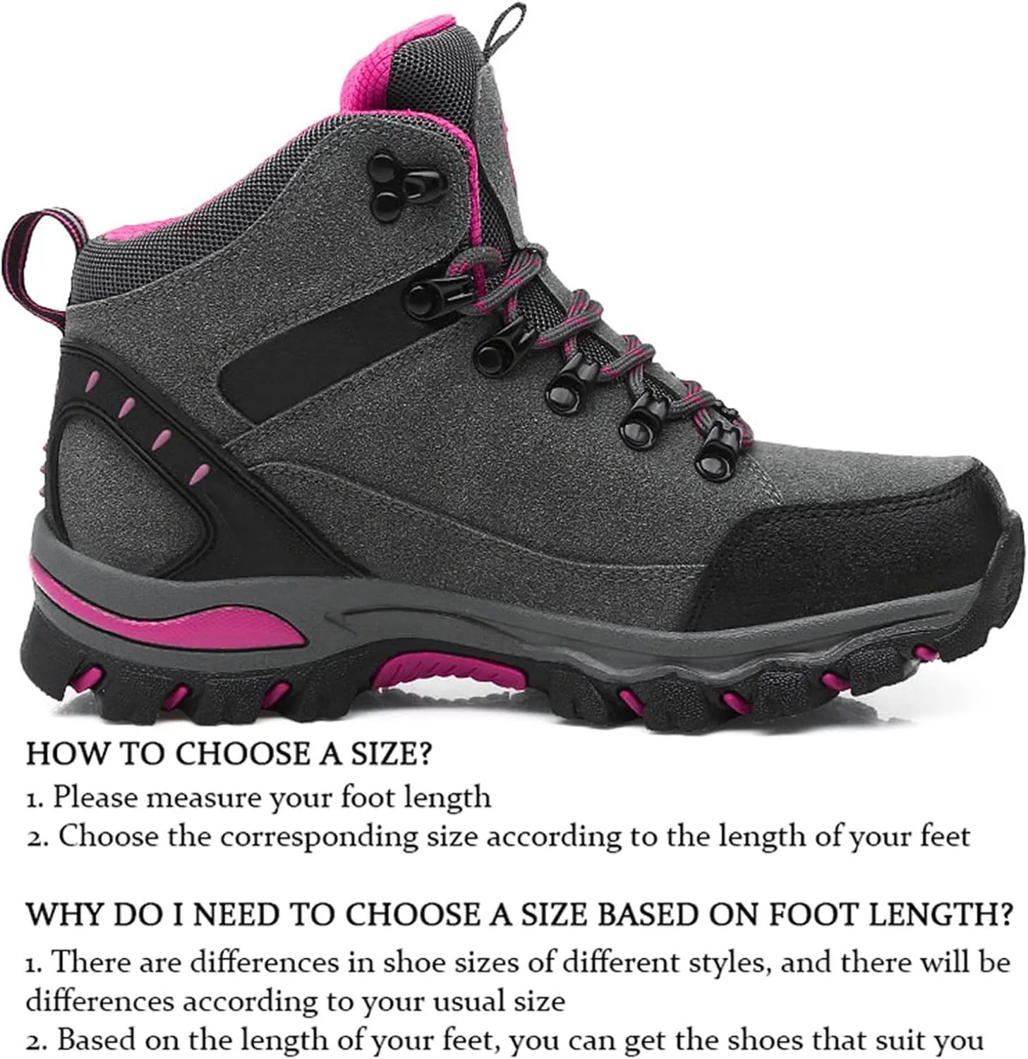 JiuQing Women's Walking Boots Waterproof Trekking & Hiking Shoes for Backpacking Camping Trails Outdoor Walking