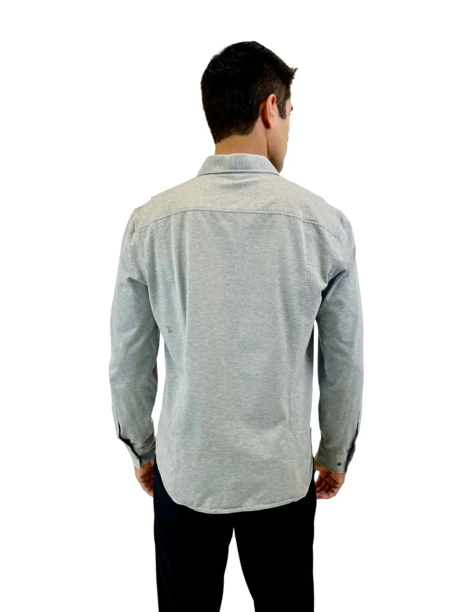 Kit & Ace Grey Performance Knit Long Sleeve Button Up Shirt