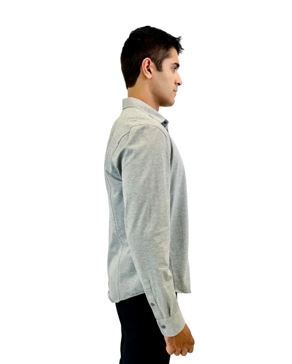 Kit & Ace Grey Performance Knit Long Sleeve Button Up Shirt