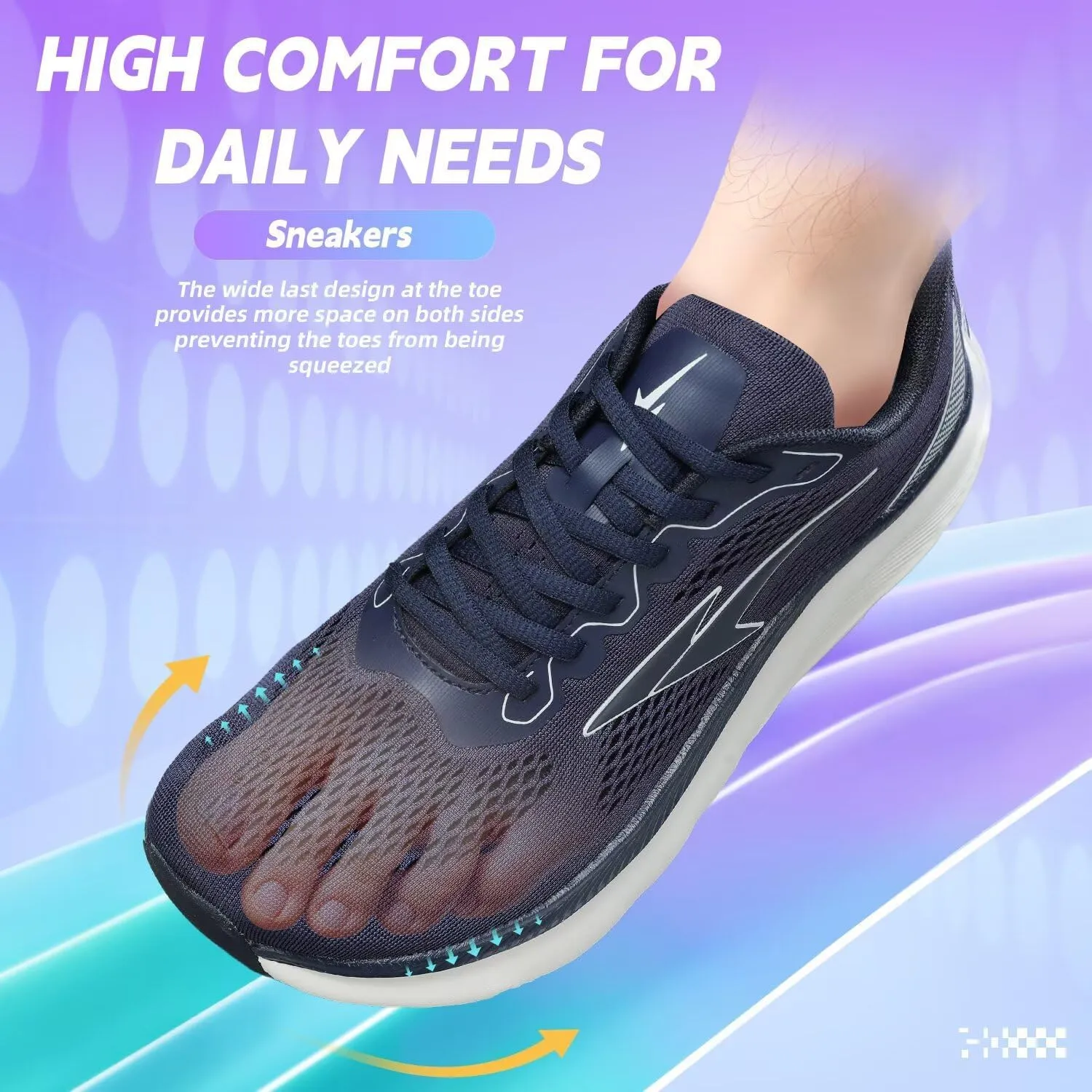 Mens Wide Walking Shoes Soft Sole Non Slip Running Comfortable Tennis Breathable Athletic Gym Workout Sport Sneakers