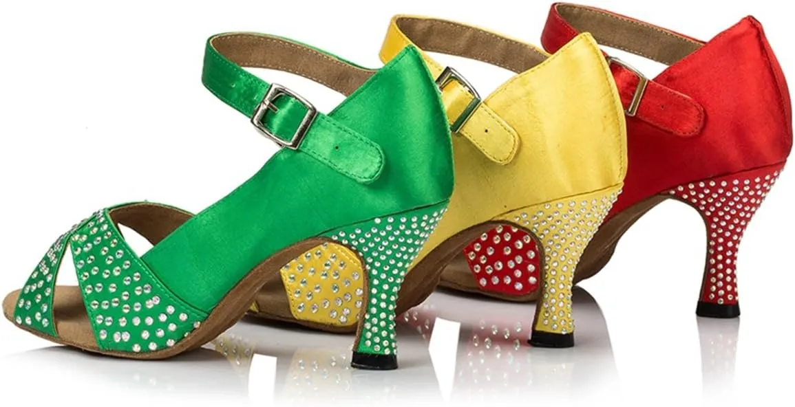Minishion Women's TH038 Sparkling Satin Wedding Ballroom Latin Taogo Dance Sandals