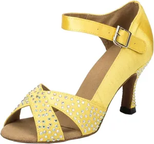 Minishion Women's TH038 Sparkling Satin Wedding Ballroom Latin Taogo Dance Sandals