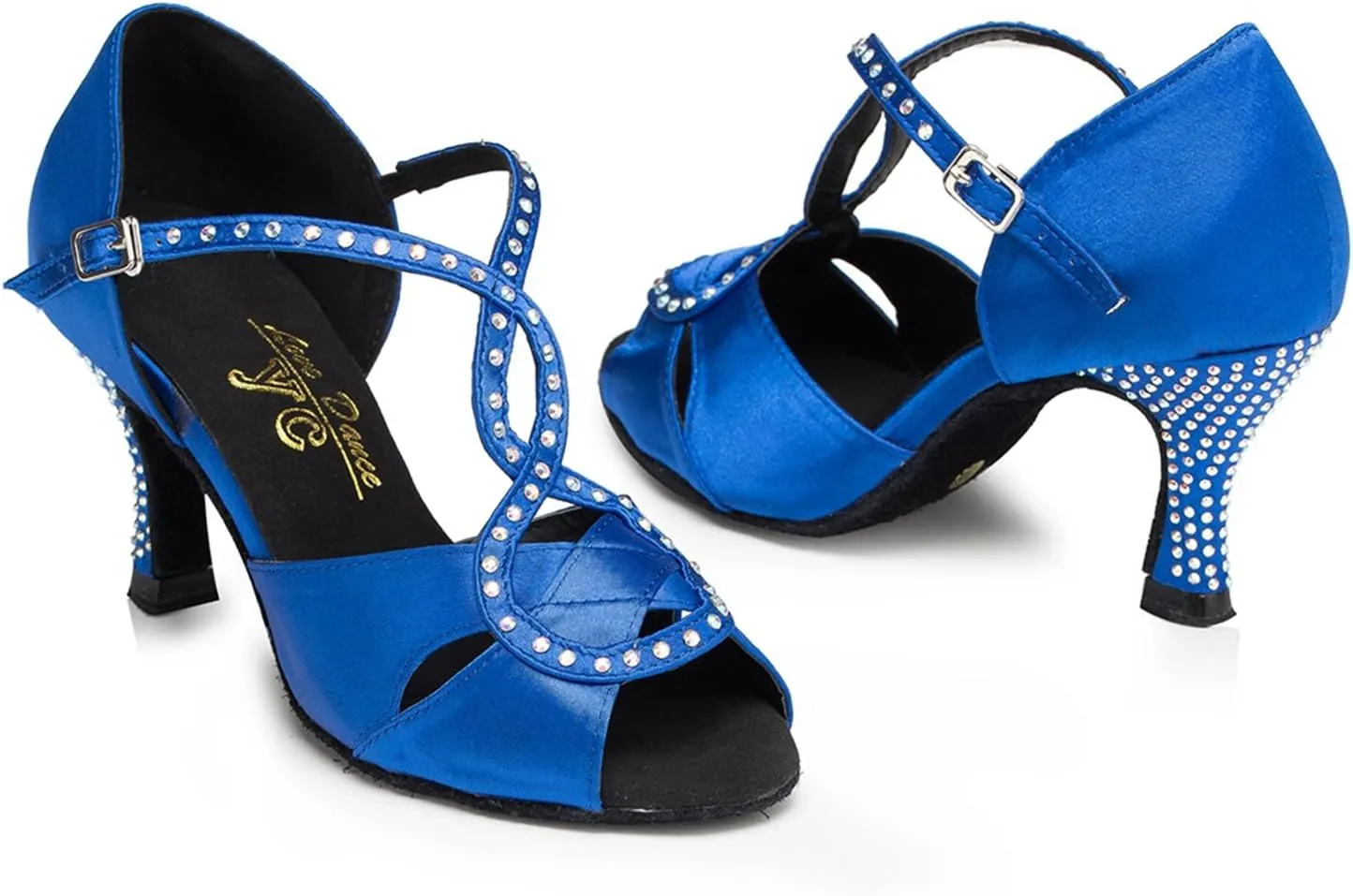 Minishion Women's TH156 Handmade Stiletto Satin Wedding Ballroom Latin Taogo Dance Sandals