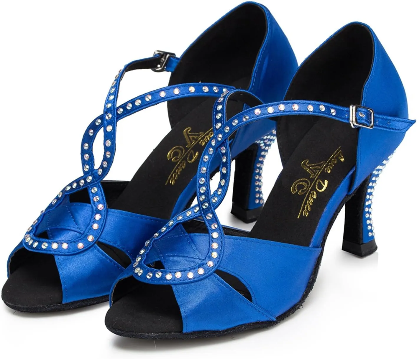 Minishion Women's TH156 Handmade Stiletto Satin Wedding Ballroom Latin Taogo Dance Sandals