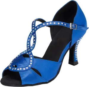 Minishion Women's TH156 Handmade Stiletto Satin Wedding Ballroom Latin Taogo Dance Sandals