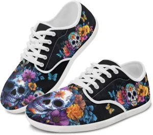 Rose Skull Design Barefoot Minimalist Shoes Womens Zero Drop Wide Width Fashion Sneaker