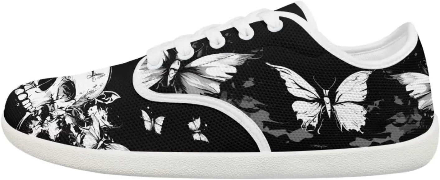 Rose Skull Design Barefoot Minimalist Shoes Womens Zero Drop Wide Width Fashion Sneaker