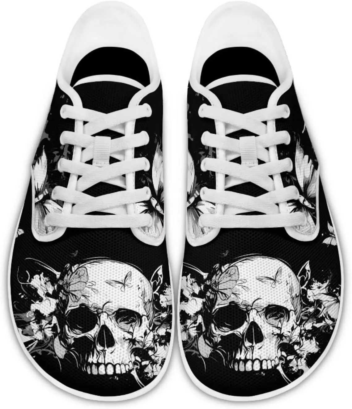 Rose Skull Design Barefoot Minimalist Shoes Womens Zero Drop Wide Width Fashion Sneaker