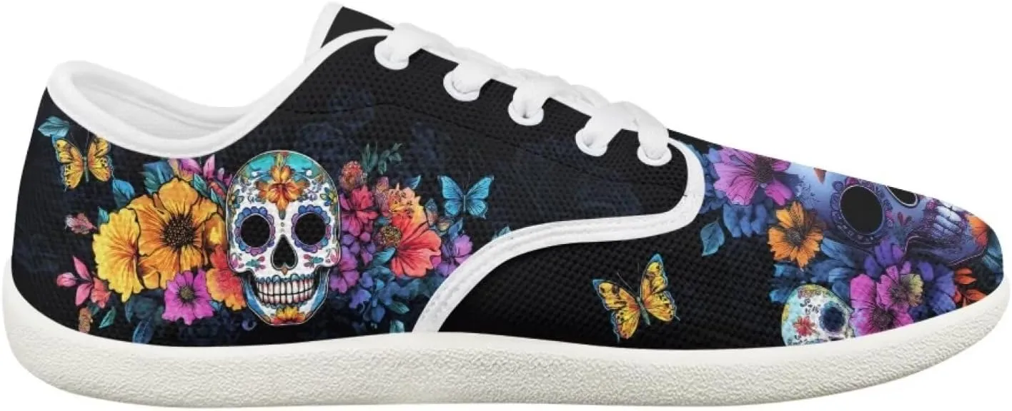 Rose Skull Design Barefoot Minimalist Shoes Womens Zero Drop Wide Width Fashion Sneaker