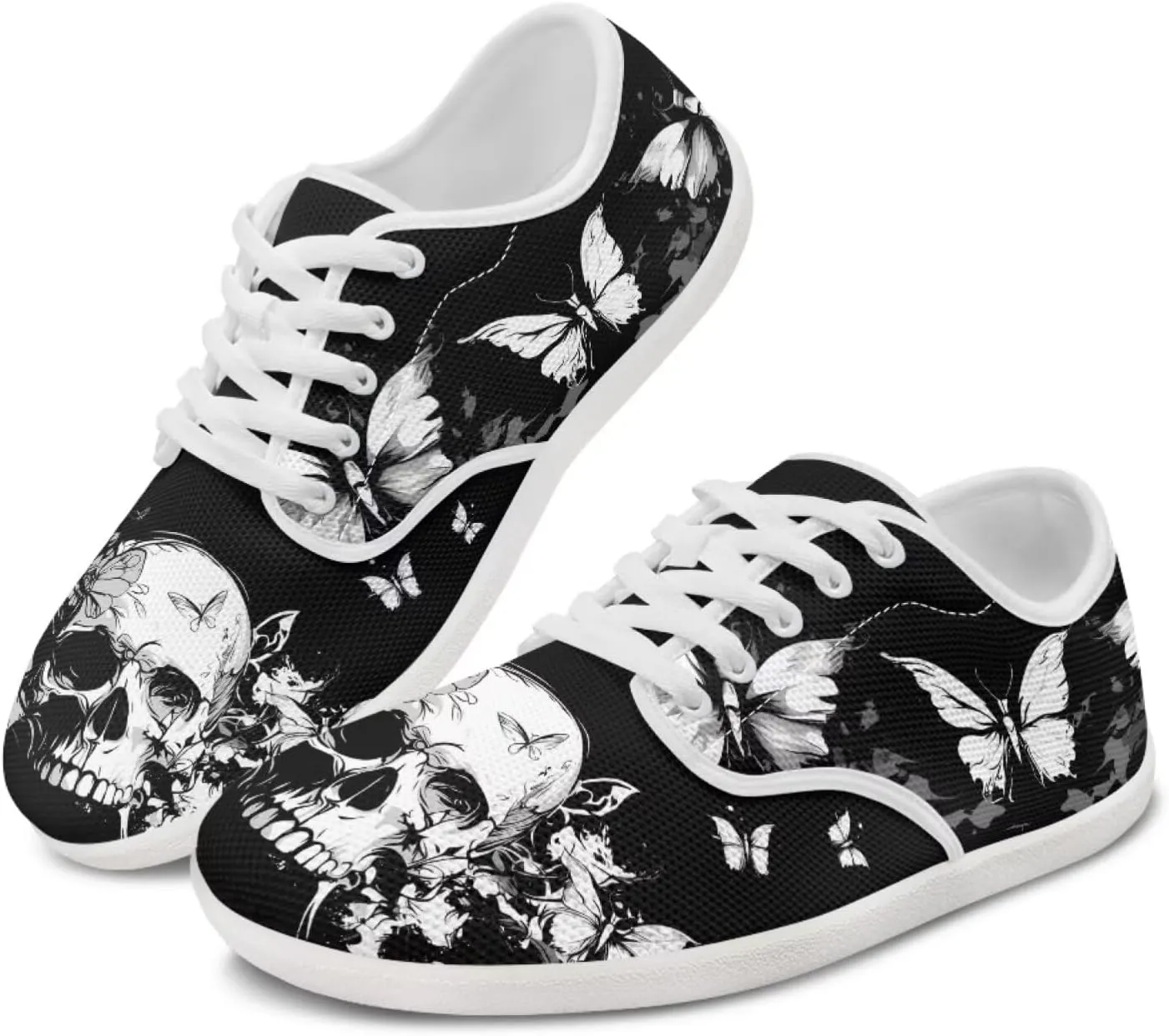 Rose Skull Design Barefoot Minimalist Shoes Womens Zero Drop Wide Width Fashion Sneaker