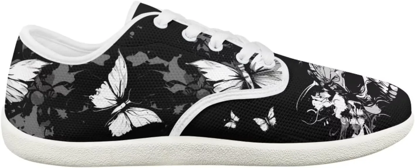 Rose Skull Design Barefoot Minimalist Shoes Womens Zero Drop Wide Width Fashion Sneaker