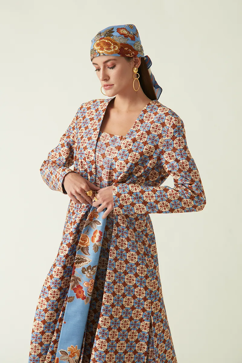 Summer Jacket Linen Satin Printed-Fashion Edit Java 03A-7JV-09-Payal Pratap