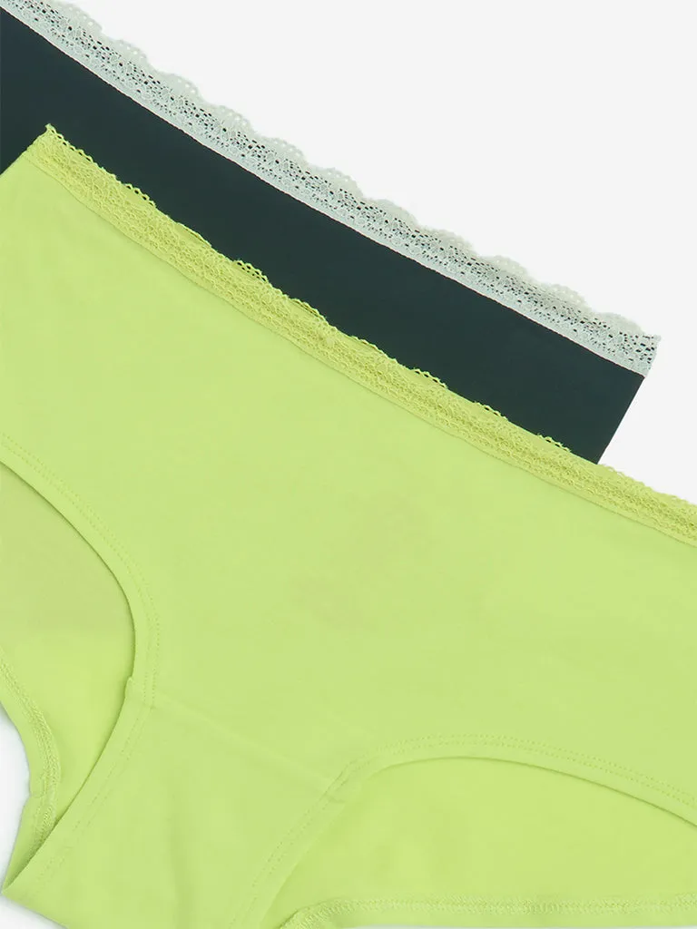 Superstar Lime Low-Rise Cotton-Blend Briefs - Pack of 2