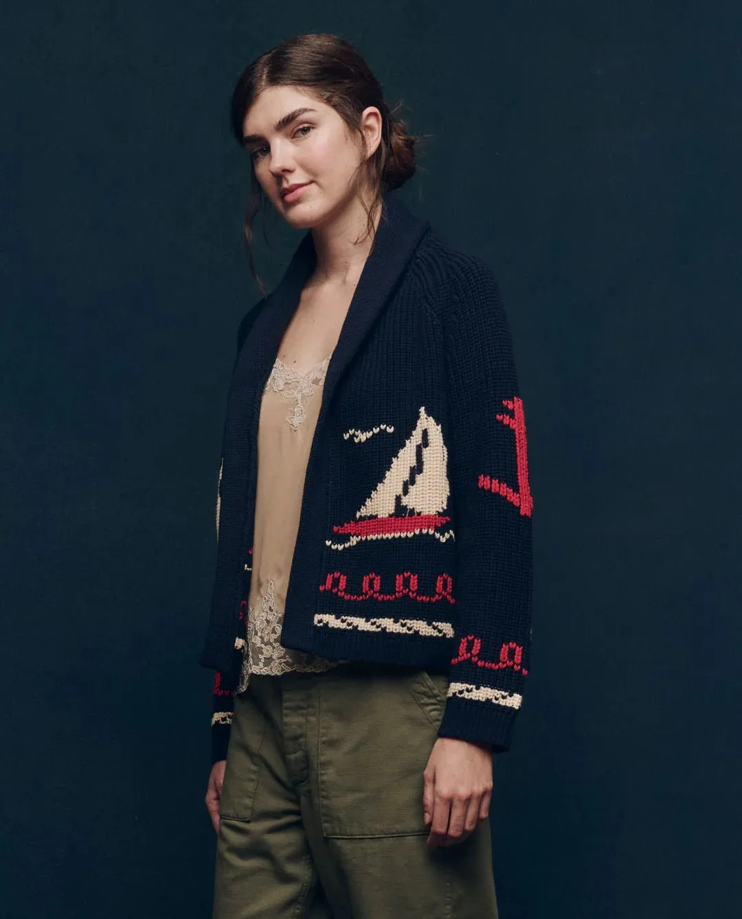The Great - Sailboat Lodge Cardigan Dark Navy
