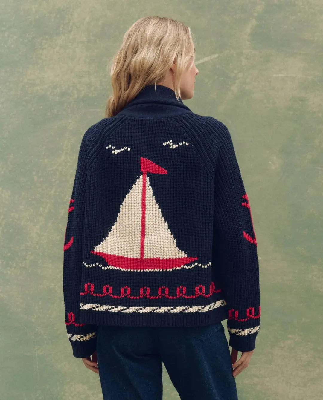 The Great - Sailboat Lodge Cardigan Dark Navy