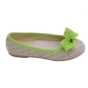 Toddler Girls Lime Faux Straw Bow Fashion Flats 7-10 Toddler