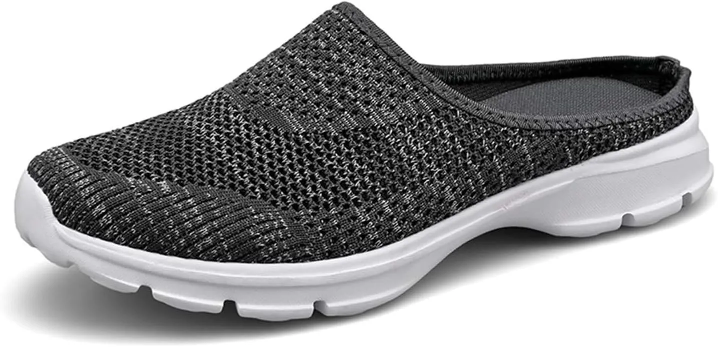 Womens Backless Walking Sneakers Summer Slip-on Mule Shoes Breathable Slippers Closed Toe Slides Comfort Walking Shoes