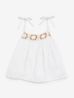 Y&F Kids White Crochet-Detailed Cotton Top