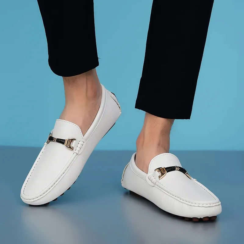 YRZL White Loafers for Men Size 48 Slip on Shoes Driving Flats Casual Moccasins for Men Comfy Male Loafers
